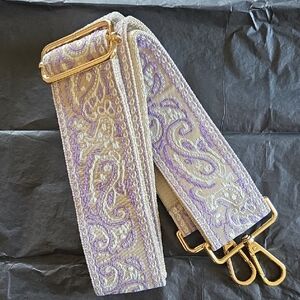 Gold and Purple Embroidered Bag Strap